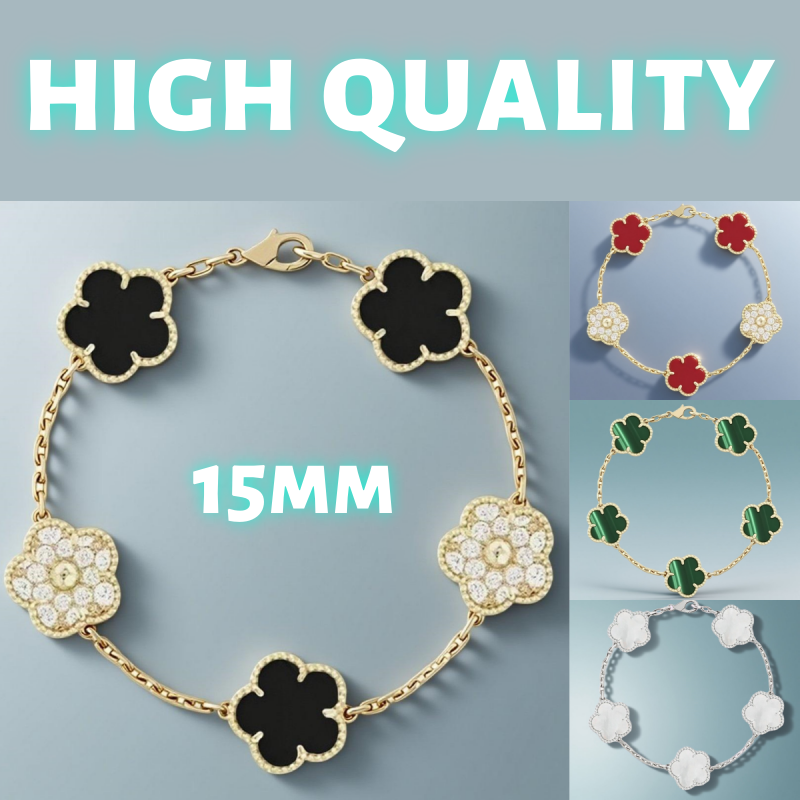 clover bracelet designer jewlery for women 5 flower clover bracelet sterling silver jewelry diamond bracelet 15mm fashion braclet bracelet wholesale gift