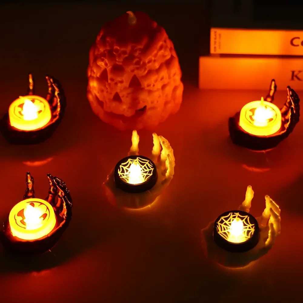 LED Candlesticks Lamp Halloween Electronic Candle Palm Rest Night Light Battery Powered For Halloween Party Decoration Supplies XJ250804