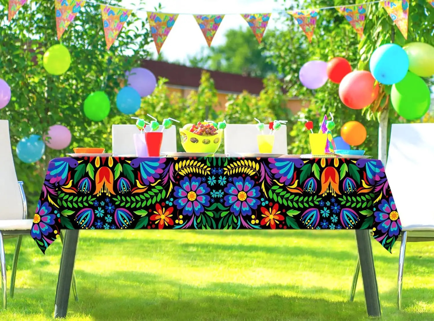 Mexican Dia De Los Muertos Floral Tablecloths Mexico Lets Fiesta Party Decor Day of The Dead Table Cover for Dining Table Decor 250804