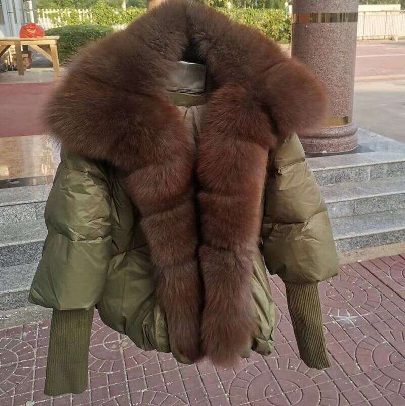 Women's Clothing 2024 New Women's Winter Warm Real Fox Large Fur Collar Placket 90 White Duck Down Jacket