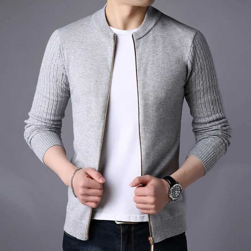 2025 Brand New Mens Knitted Cardigan Fashion Slim Fit Korean Small Stand Collar Sweater Men Cardigans Jackets For Men XJ250805