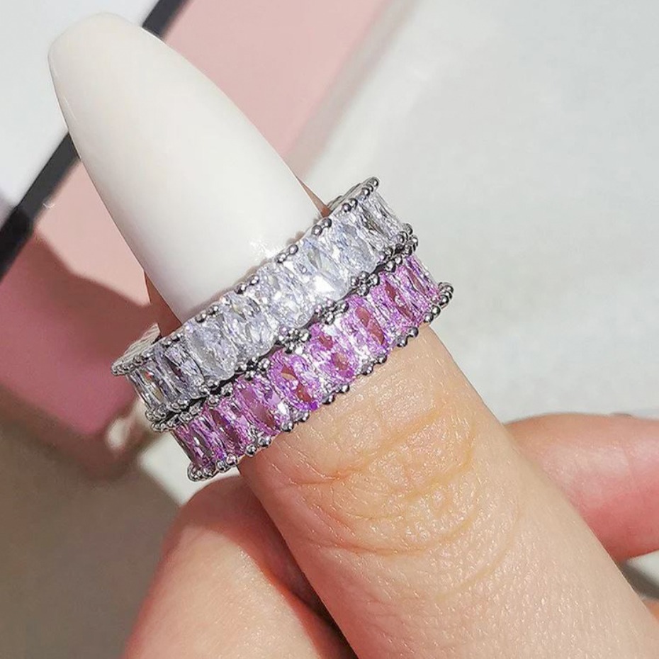 Luxury Designer Rings Full Diamond Square Womens Classic Inlaid Zircon Ring Jewelry Gifts