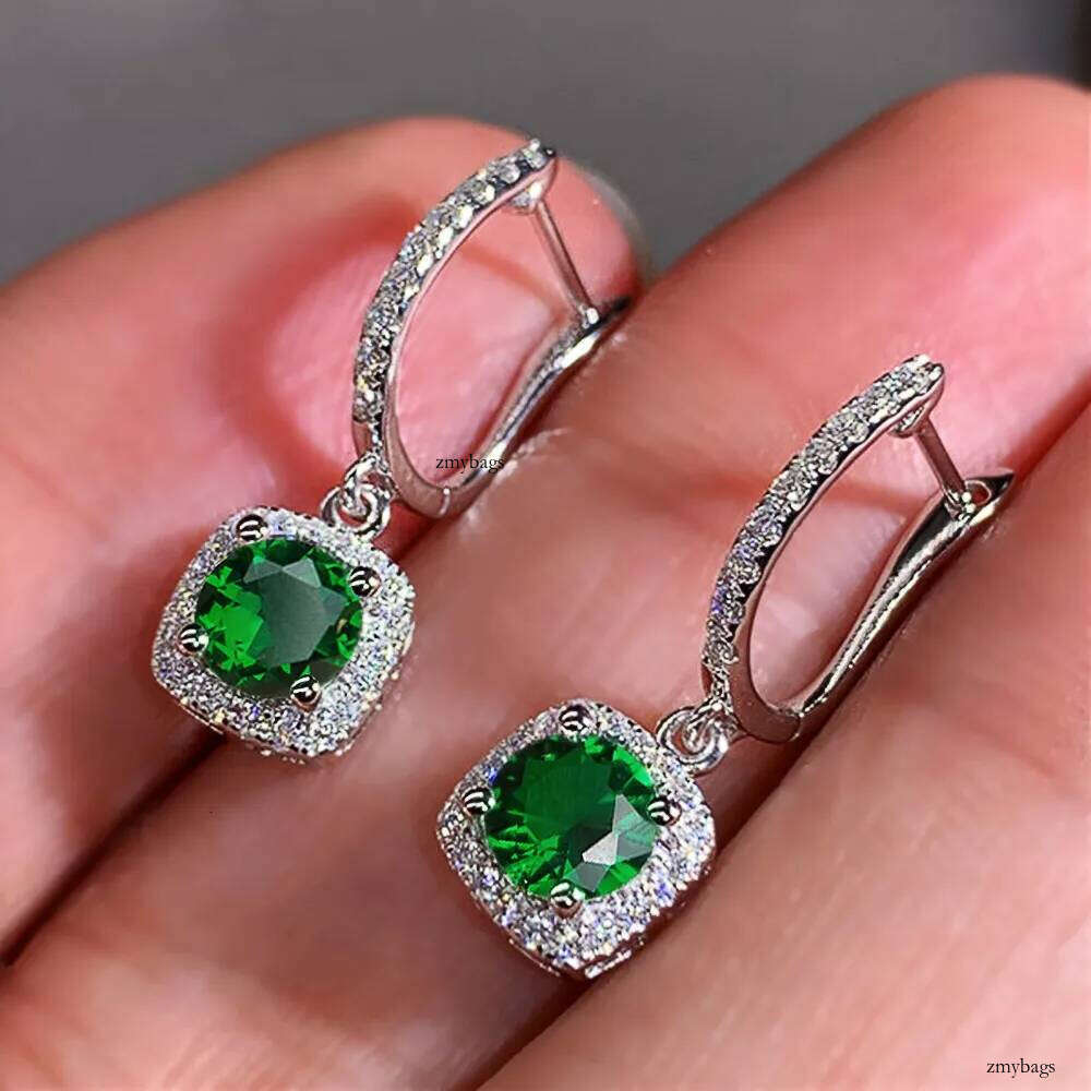 Rulalei Drop Ship Dangle Earrings Noble Jewelry Sparkling Handmade Sterling Sier Round White 5A Zircon CZ Dia Party Gorgeous Lady Clip Earring Gift