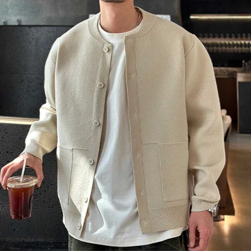 Trendy Mens Solid Color Sweater Coats Autumn Outdoor Fashion Button-up O Neck Cardigans Men Knitting Long Sleeve Sweater Jacket XJ250805