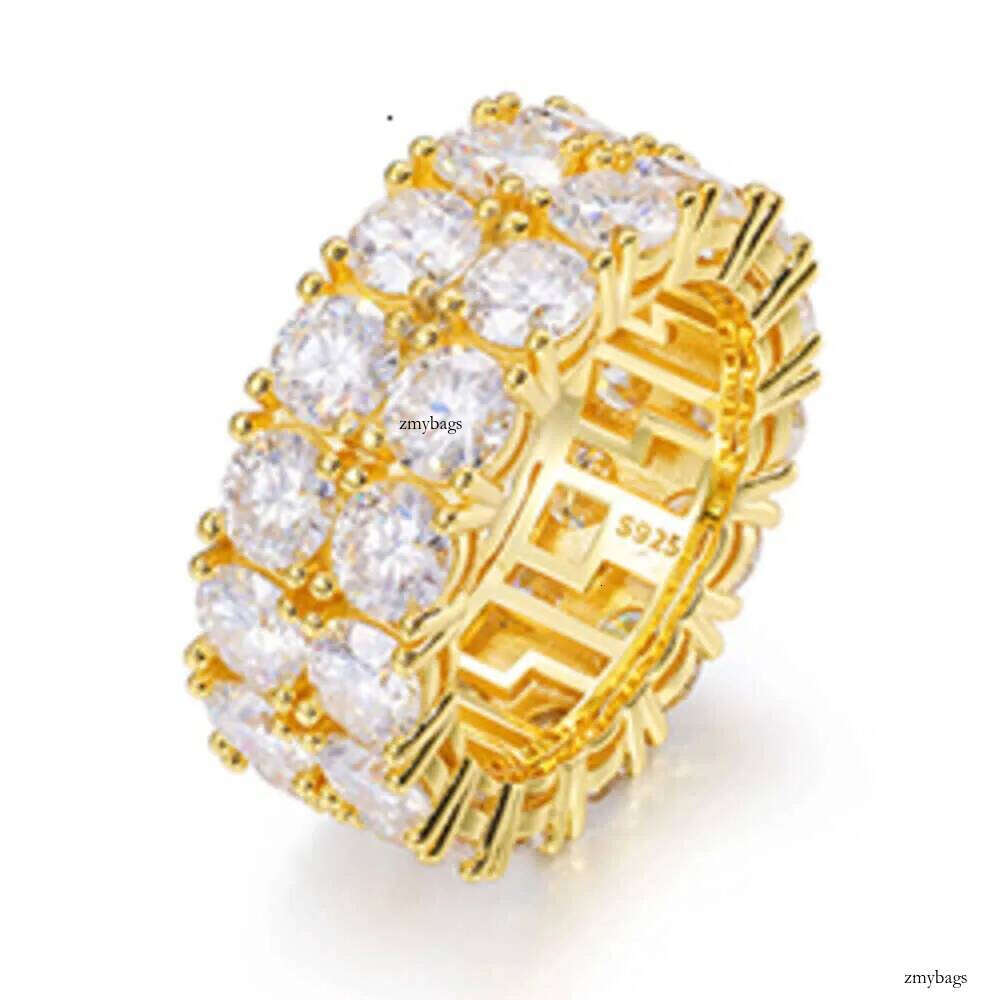 Fashion Shiny 2 Rows Moissanite Ring For Men Pass Dia Tester Sterling Sier Jewelry Rings