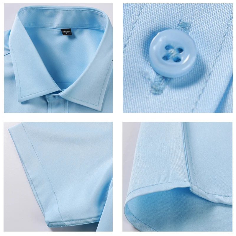 Mens Solid Short Sleeve Shirts Casual Button-Down White Black Shirt USA Size S-XL 250804