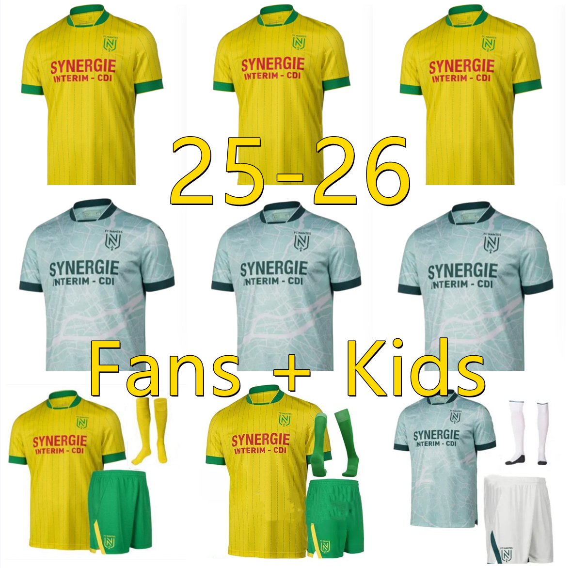 25 26 Maillots FC Nantes Etoile soccer jerseys ABLINE SIMON THOMAS GIROTTO COQUELIN M.MOHAMED LEPENANT 2025 2026 KADEWERE DOUGLAS football shirt maillot Men kids kit