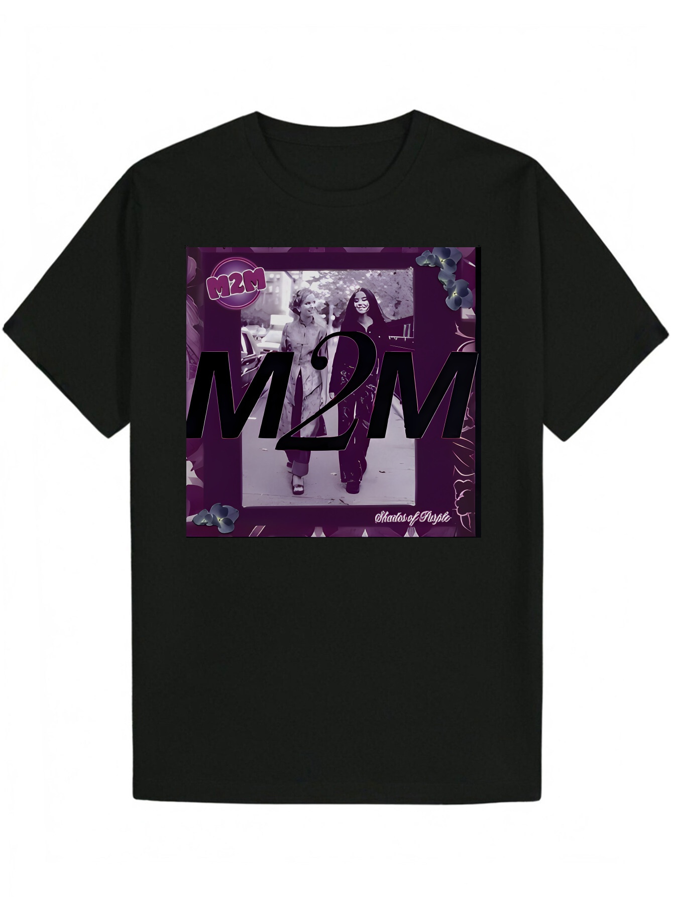 Men's Black Summer T-Shirt with 'M2' Letter Print, Round Neck Polyester T-Shirt, Fashionable Pattern Design, Machine Washable, Perfect 