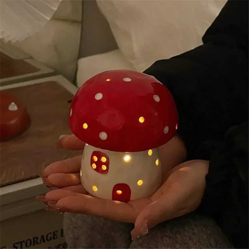 New Creative Mushroom Nightlight Bedroom Bedlight Mini Desktop Sunset Night Lamp Girl Heart Dream Ceramic Light Led Night Light XJ250804