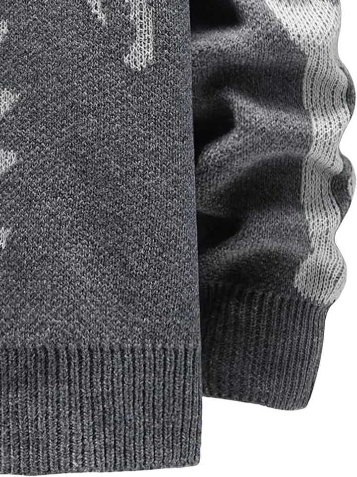 Mens Fashion Patterned Cardigan Sweater Long Sleeve Warm Knit Jacket XJ250805