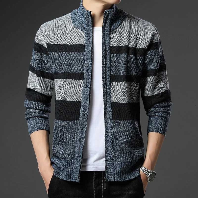 Winter Thick Sweater Mens Cardigan Jacket Autumn Winter New Slim Stylish Warm Sweaters Fleece Jumper Zip Up Sweater XJ250805