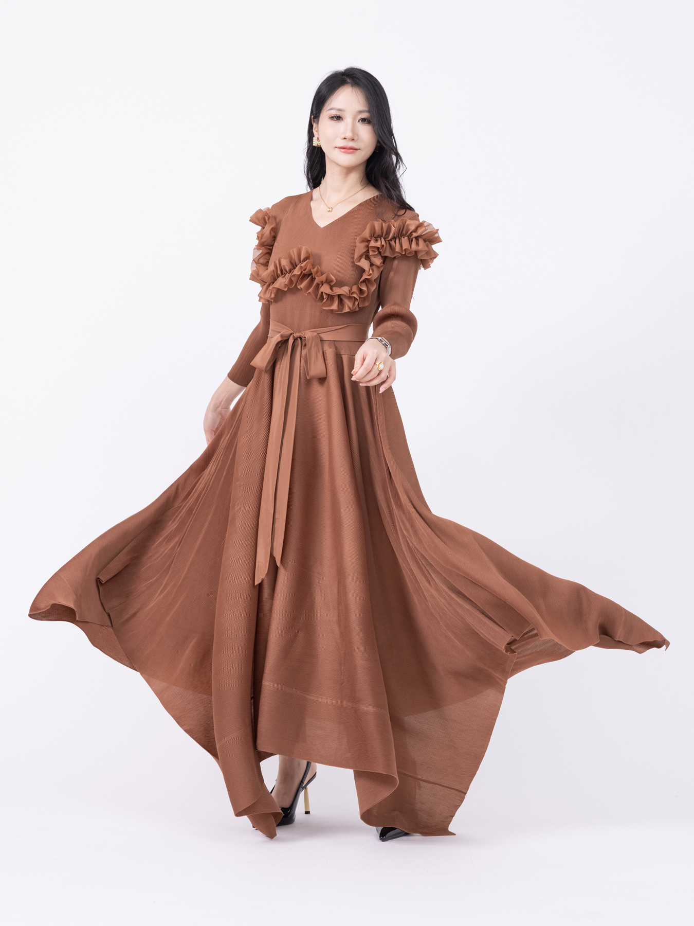 Women's Dresses Basic Twin Tone Fabric Casual Dresses for Everyday Style ZR007