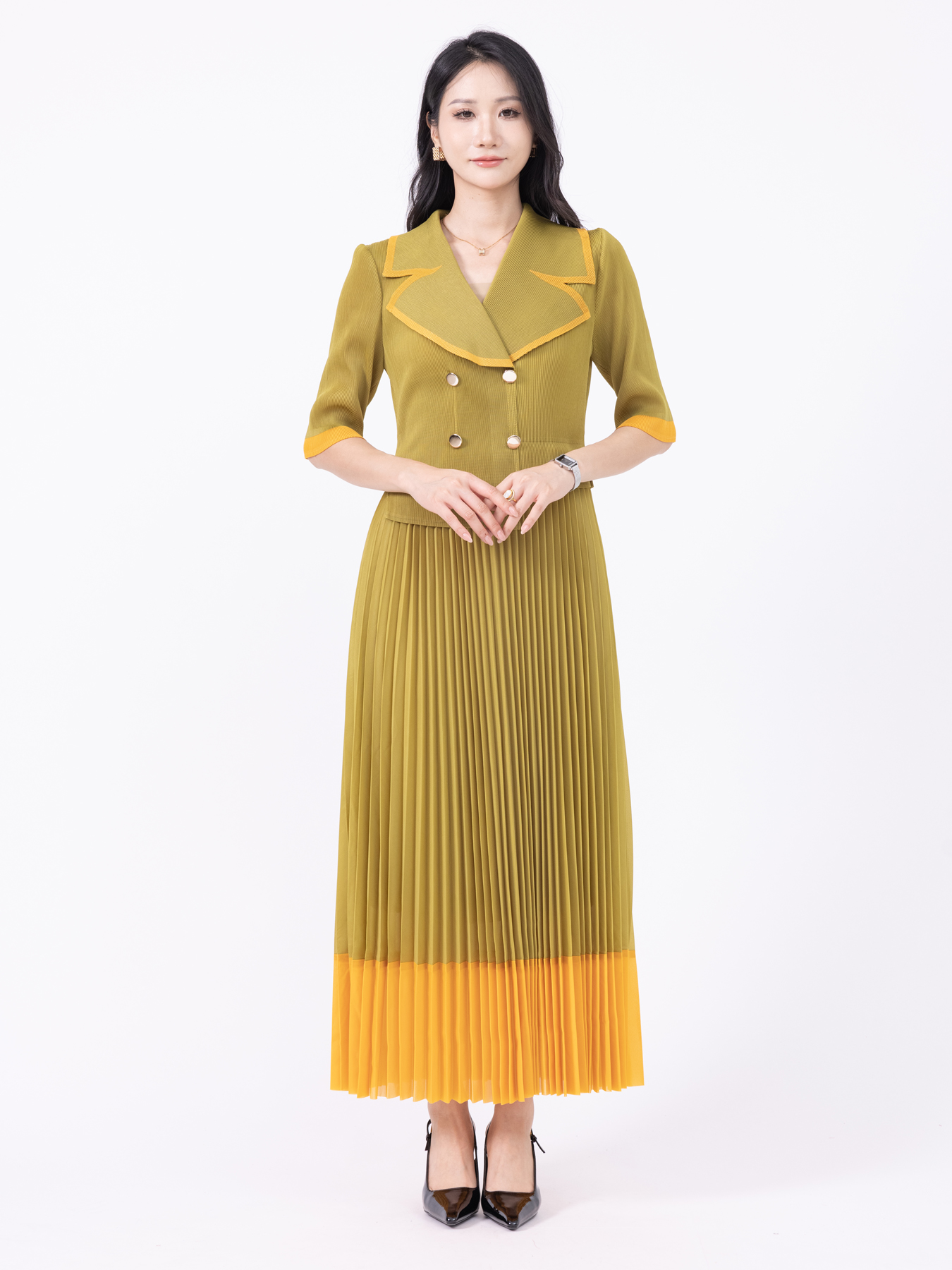 Dresses Basic & Casual Dresses Two fake dresses in contrasting colors H250323