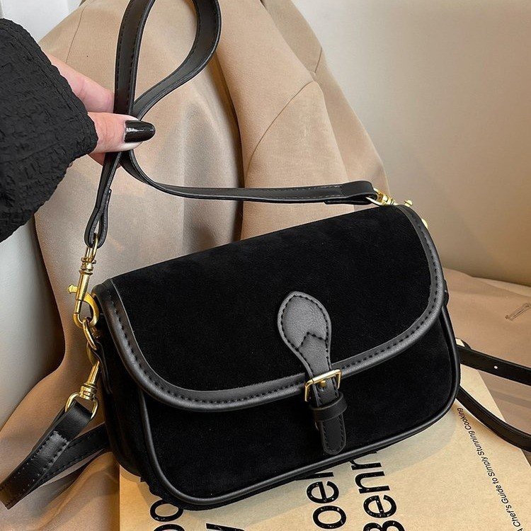 Free shipping designer Suede Small Square Bag New Autumn Winter Melad Color Matching Nubuck Leather Bag Magnetic Buckle Shoulder Bag Crossbody Bag