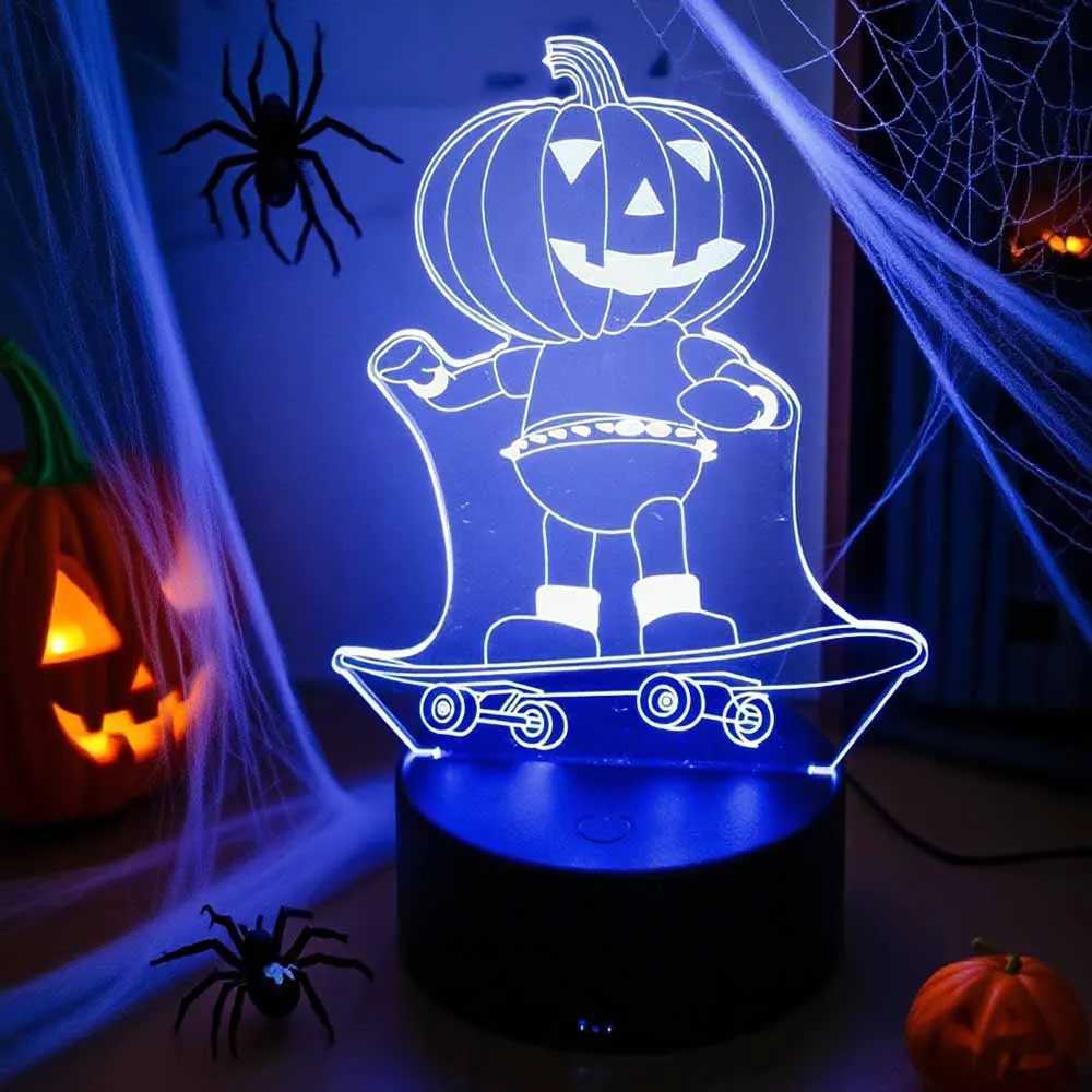 Halloween Pumpkin LED Night Light Bedroom Decoration Lamp Childrens Gift Lights 7/16 Color Dimming Bedside Table Lamps XJ250804