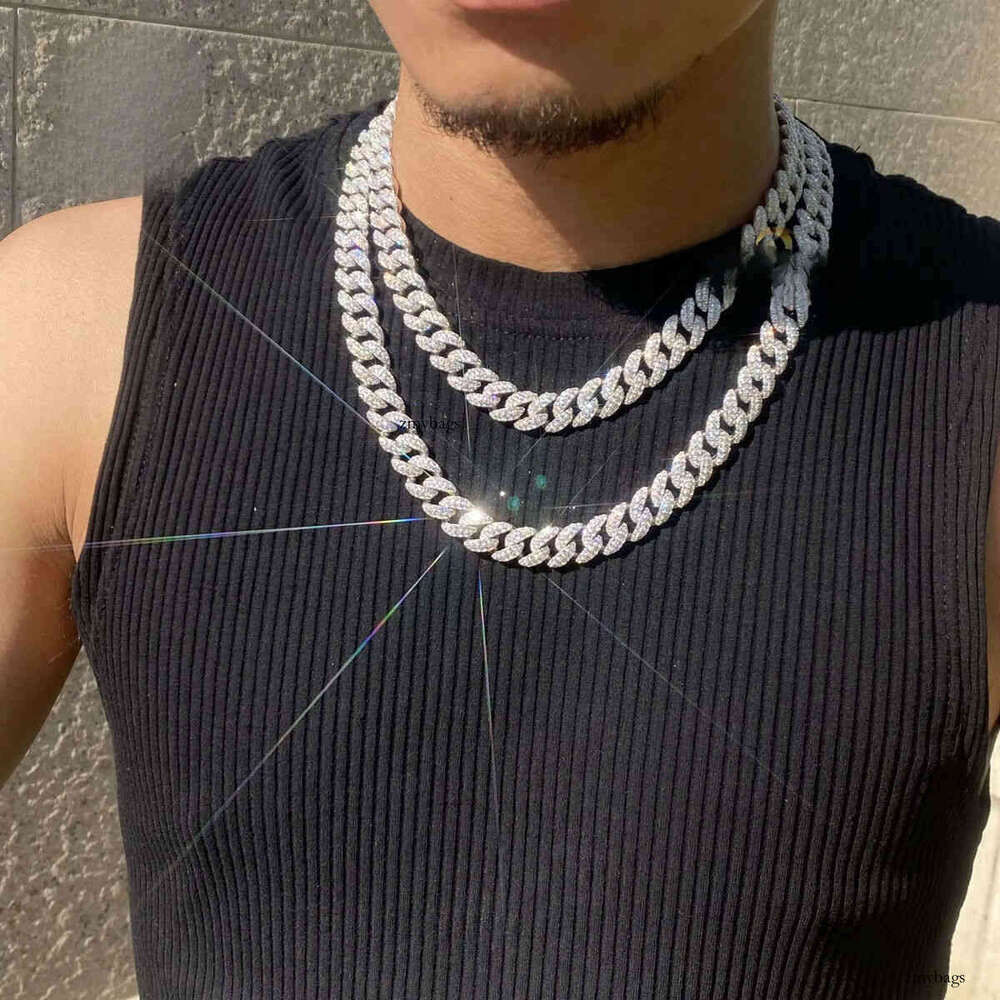 PROMOTION Bulk Production 12mm VVS Moissanite Cuban Link Soldier Chain Hip Hop Necklace Rock