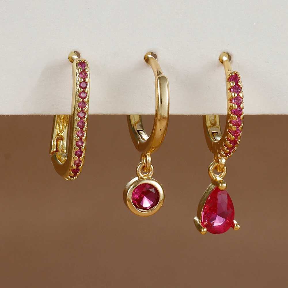 3PCS Fashion Stainless Steel Water Drop Zircon Dangle Earrings Set for Women Gold Plated U-shape Earring Piercing Jewelry Y250804