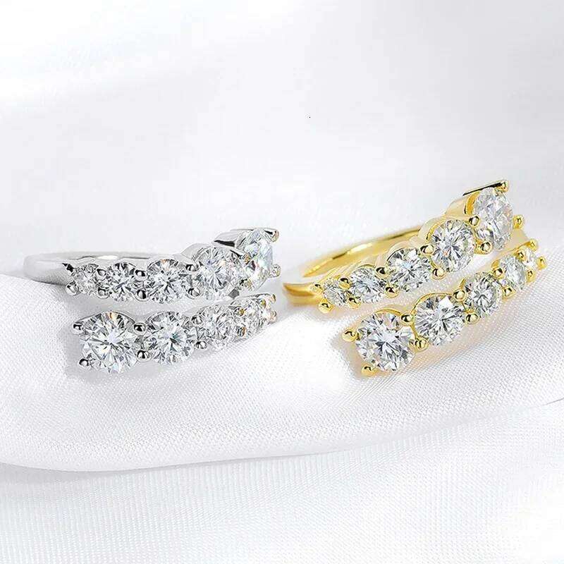 Smyoue 10 Gems Full Moissanite Rings for Women Sparkling Flawless Lab Created Dia Wedding Band S Sterling Sier Jewelry