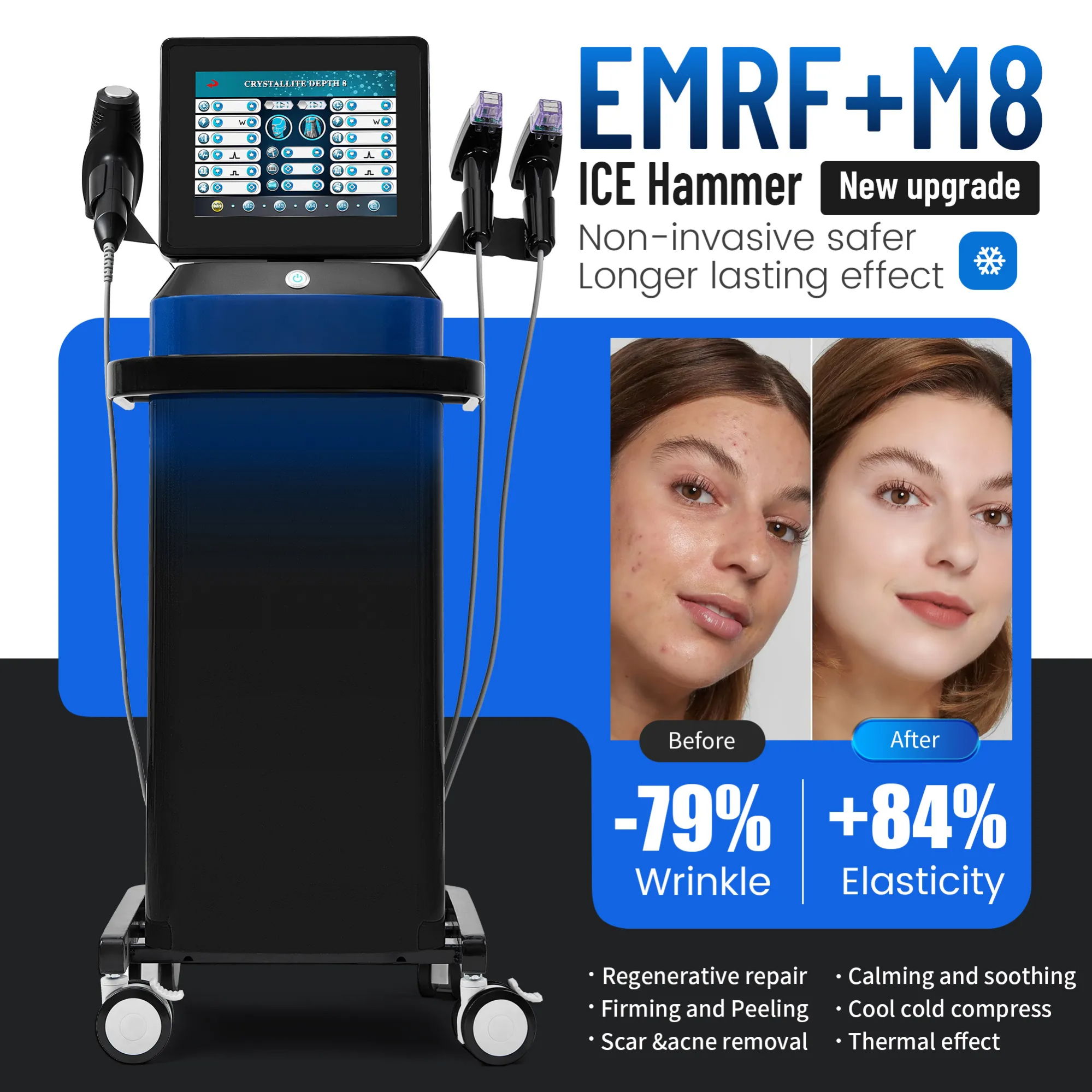 Professional RF Microneedling Machine Facial Skin Care Beauty With12 24 40 Nano Pin Cartridge