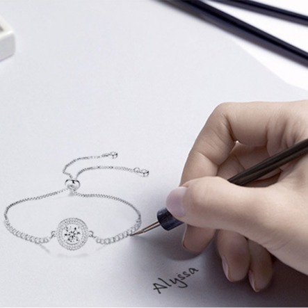 Valentine's Day Micro Pave Zircon Adjustable Round Disc Full Dia Pull-out Couple Bracelet