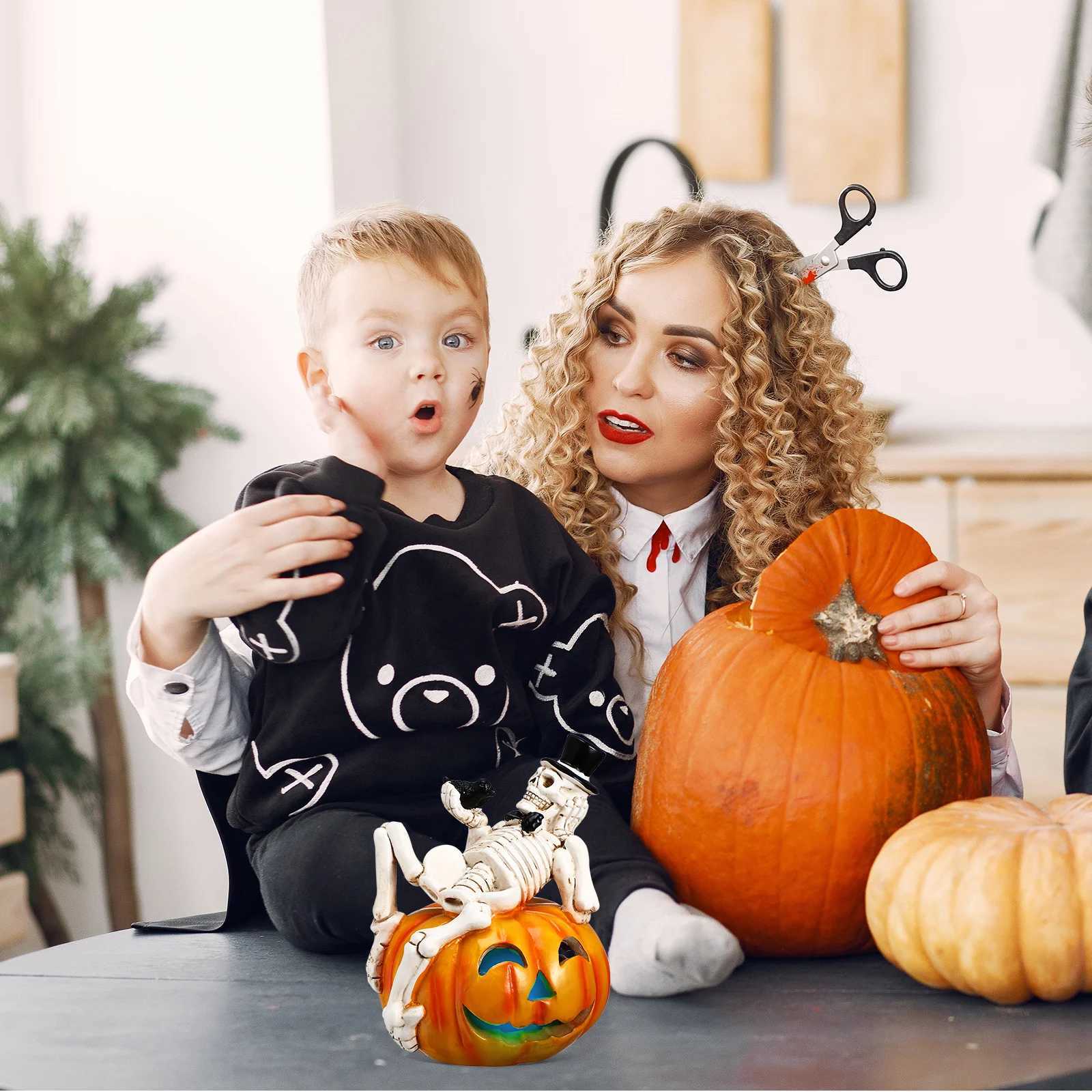 Pumpkin Lantern Decoration Halloween Light Decorations Lights Table Figurines Mini XJ250804