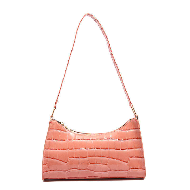 Crocodile Pattern 2025 New Style Crescent Simple Solid Color Underarm Baguette Single Shoulder Bag Women's Handbag