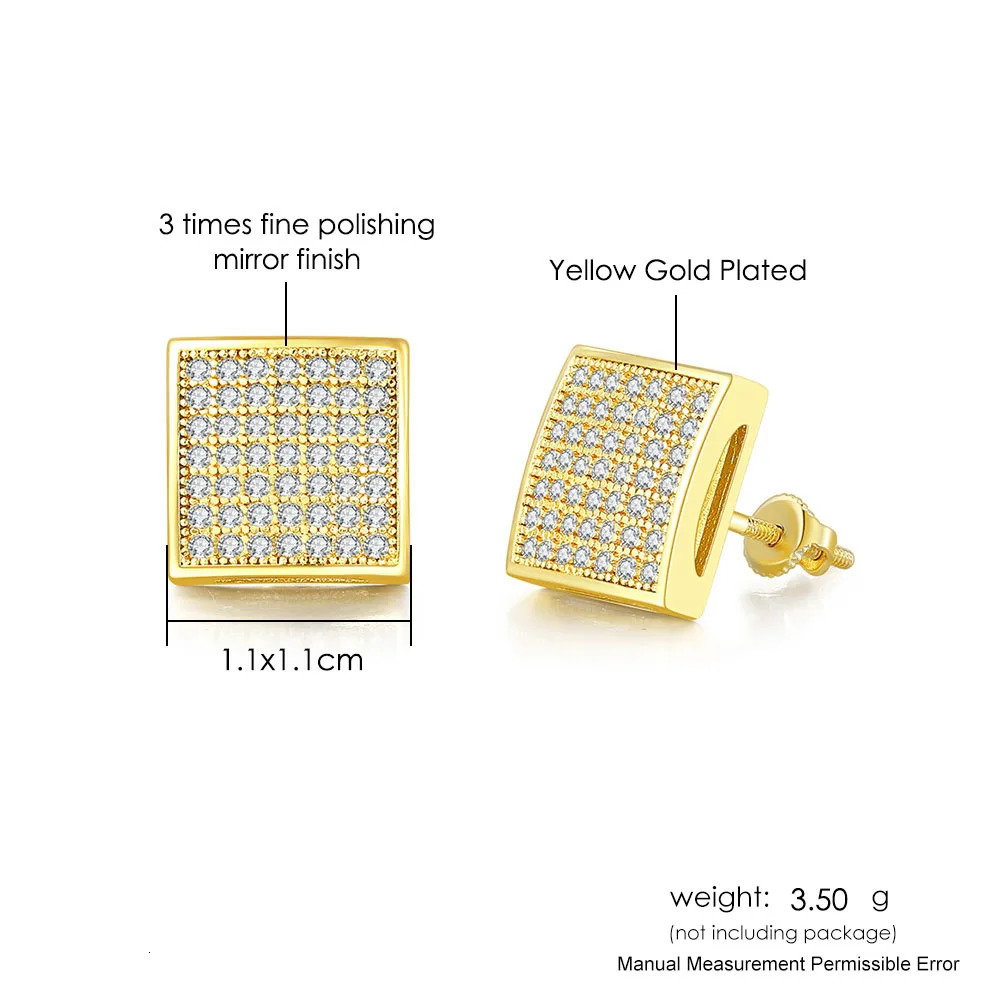 Stud Earrings with Zircon for Men Gold Color Punk Hip Hop Piercing Cartilage Earring Retro Trend Fashion Womens Jewelry OHE047 250804