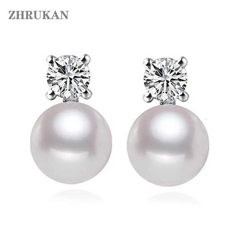 Natural Pearl Stud Earrings AAAA Freshwater Pearls 8-9mm 925 Sterling Silver Earrings for Women Jewelry Gift ZHRUKAN Y250804