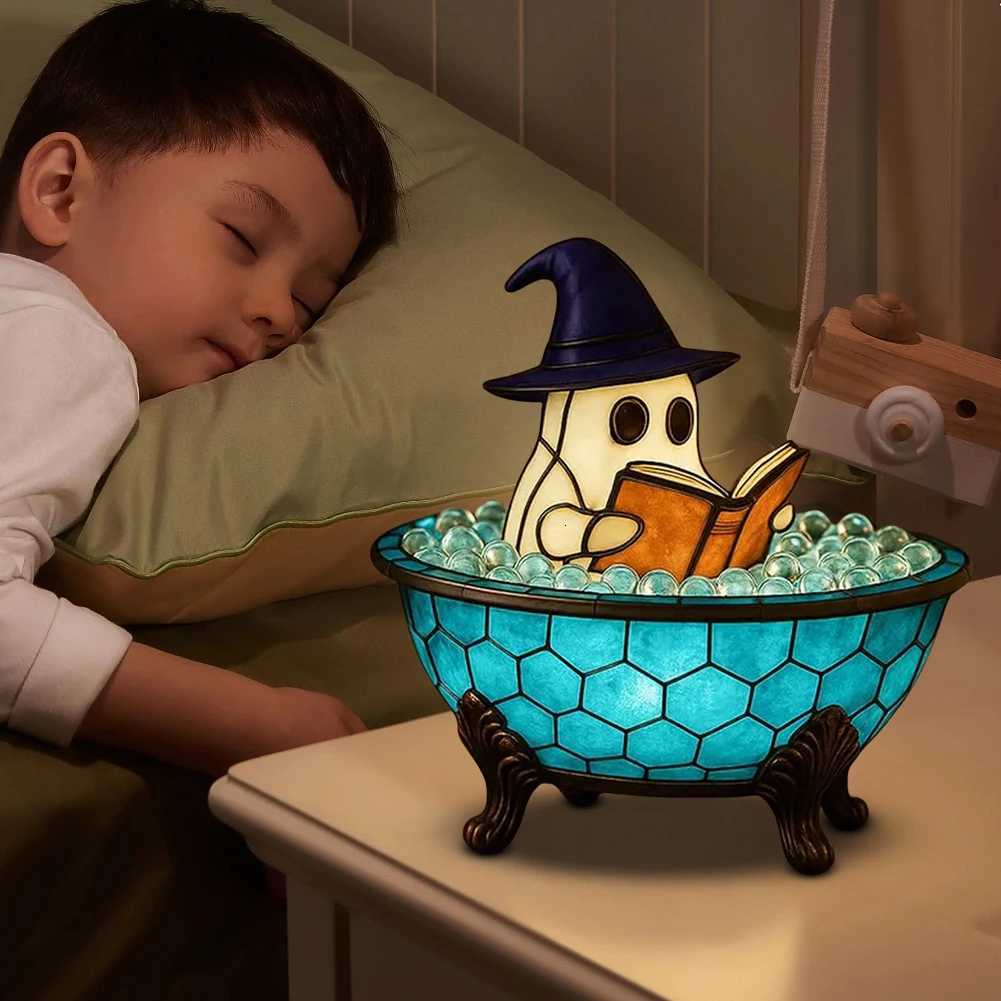 Ghost Bubble Bath Lamp Color-Changing Halloween Ghost Night Light Cute LED Lamp for Halloween Party Decorations Lamp Gifts XJ250804