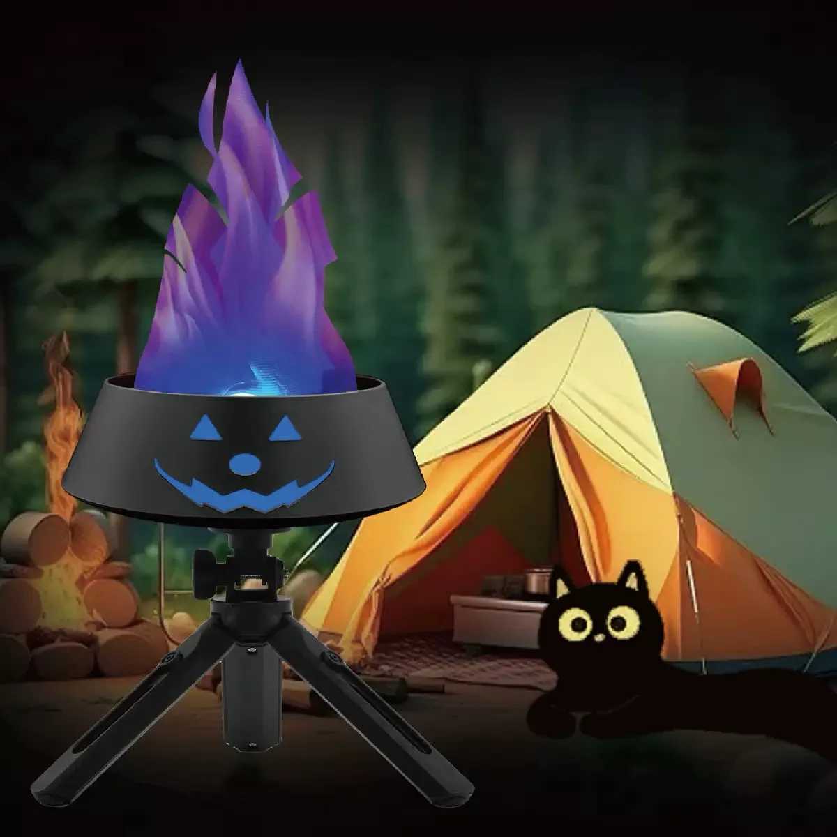 3W 1800mAh USB Charging Pumpkin Flame Lamp Festival Decoration Bonfire Party Simulation LED Lamp Electronic Fire Basin Halloween XJ250804