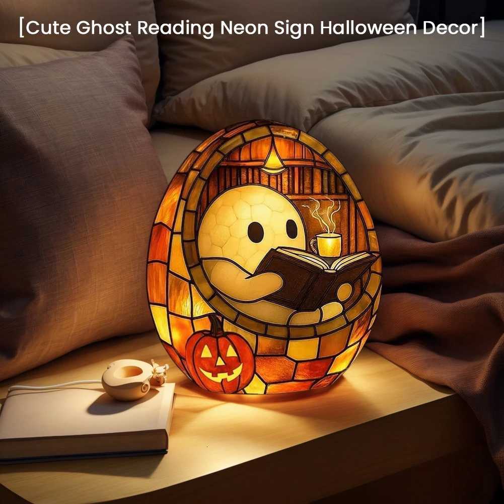 Ghost Reading Book Lamp Halloween Retro Bookish Aesthetic Lamp Halloween Readers Bookish Aesthetic Light Halloween Decor XJ250804
