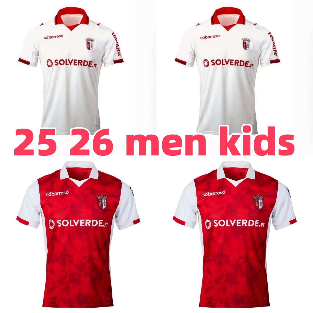 25 26 SC Braga ANDRE HORTA Soccer Jerseys BRUMA ABEL RUIZ A. DJALO tops Home Short Sleeve Football Shirts MENDES RONY LOPES Uniforms R. HORTA PIZZI camisetas de futbol