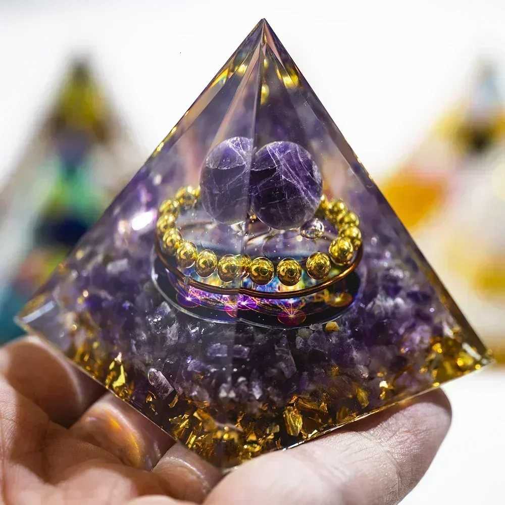Natural Crystal Energy Generator Pyramid Peridot Amethyst Reiki Healing Chakra Resin Pyramid Egyptian Decoration Room Decoration 1pc Z250805