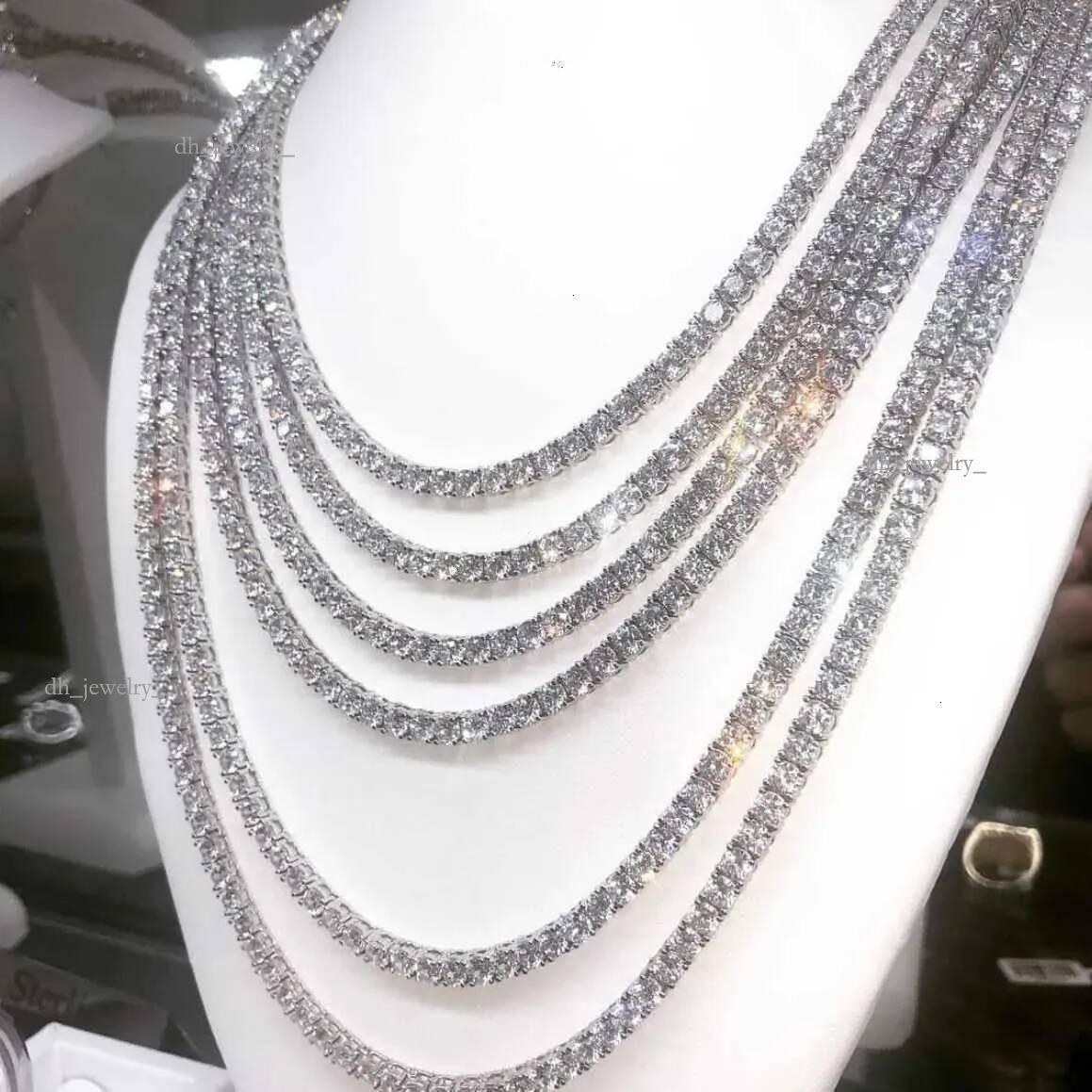 5mm Hip Hop Necklace Sier vvs moissanite tennis chain women mens necklace pass dia tester Chain
