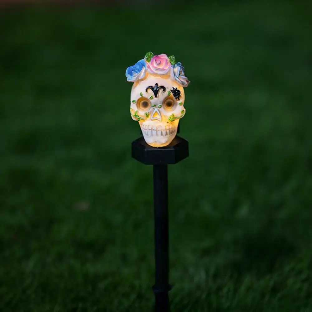Waterproof Halloween Outdoor Decor Autumn Patio Display Lights Halloween Solar Pumpkin Skull Pathway Lights for Outdoor Yard XJ250804