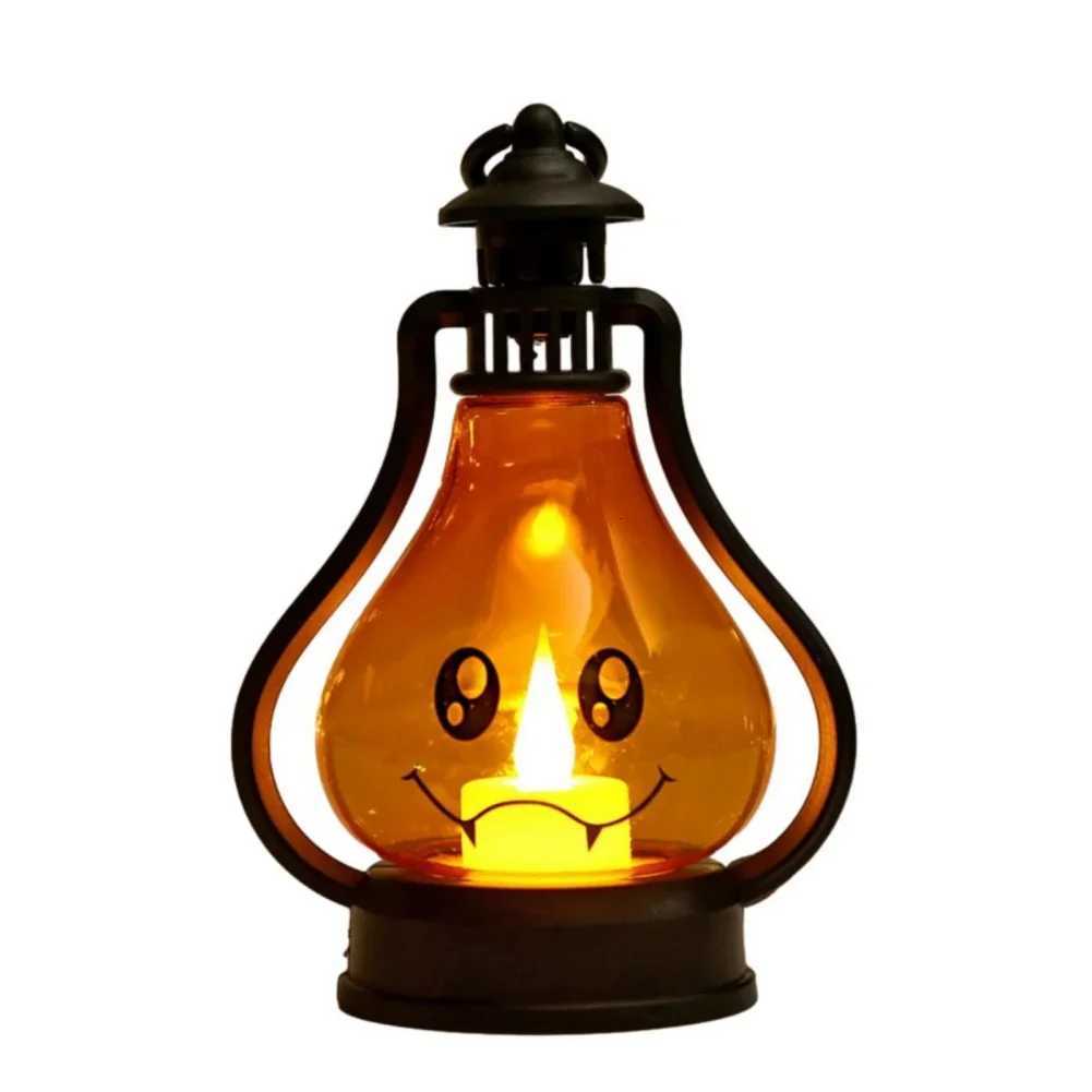 1pc Battery Powered Portable Horror Halloween Pumpkin Ghost Lantern for Bar Desktop Ornament Halloween Atmosphere Party Decor XJ250804