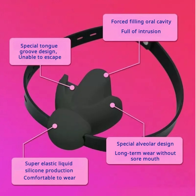 Bdsm Drool ball fun fixed tongue gag mouth plug can be hidden with a mask 250805