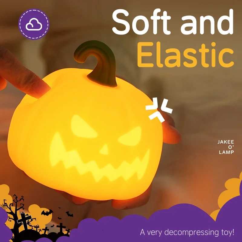 Led Pumpkin Night Light for Halloween Party Decor Dimmable Bedside Lamp Rechargeable Touch Night Lamp Warm White or 7 Colors XJ250804