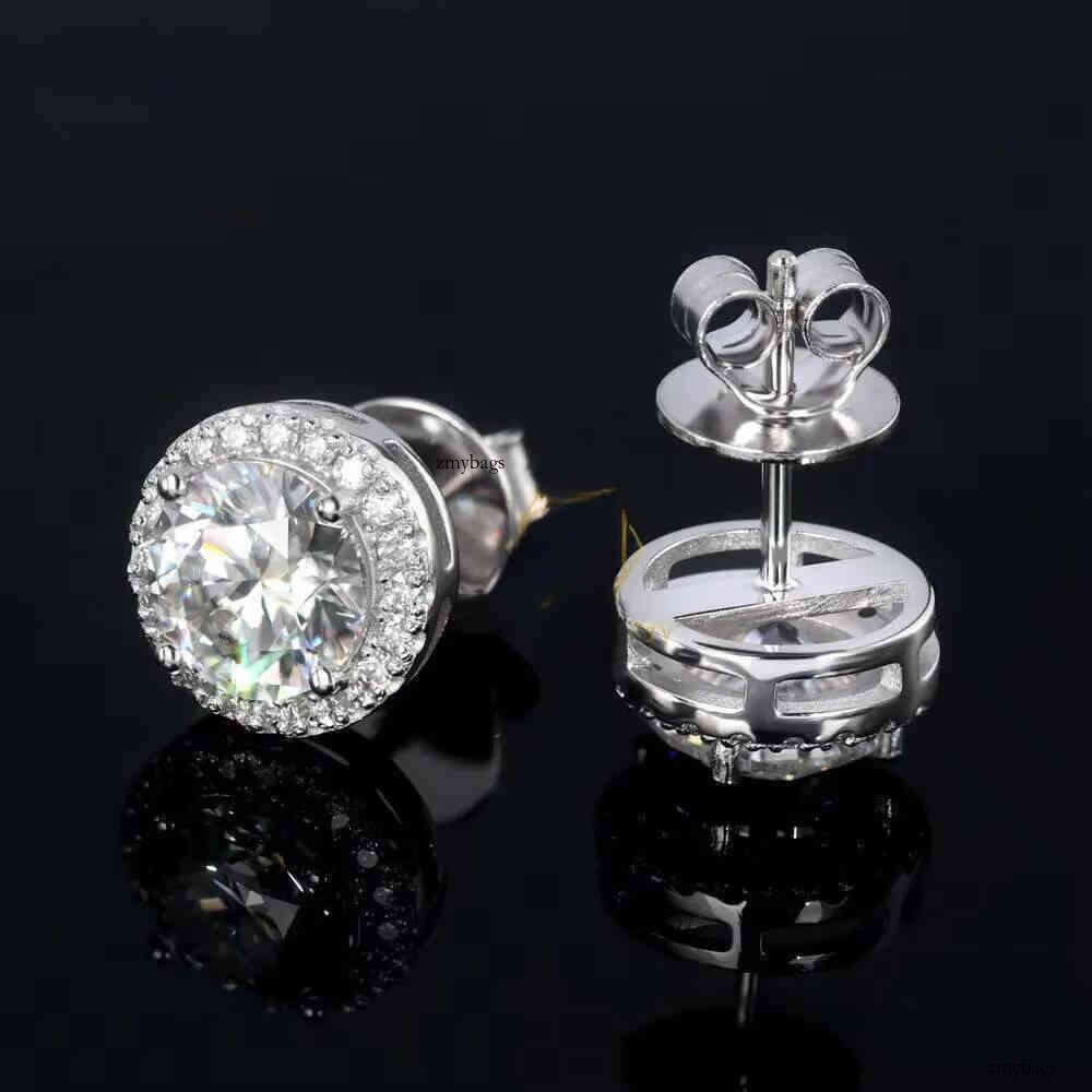 Wholesale Options Available Fine Sterling Sier 5mm 6.5mm 8mm Moissanite Halo Earrings