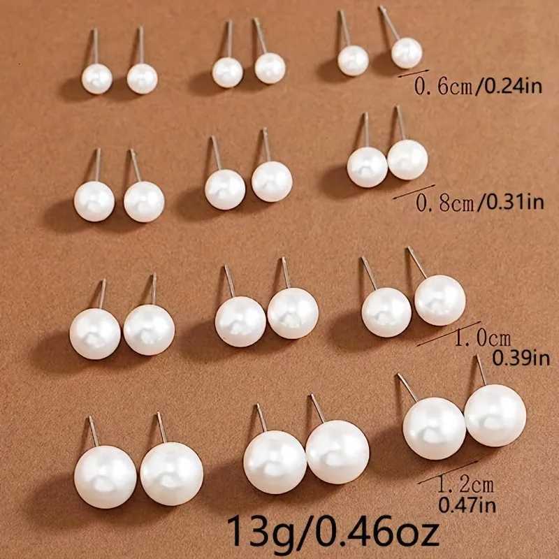 12 pairs/set Female Pearl Earrings Set For Women Bohemian Geometric Stud Earrings for Women Fashion Jewelry Gifts Y250804