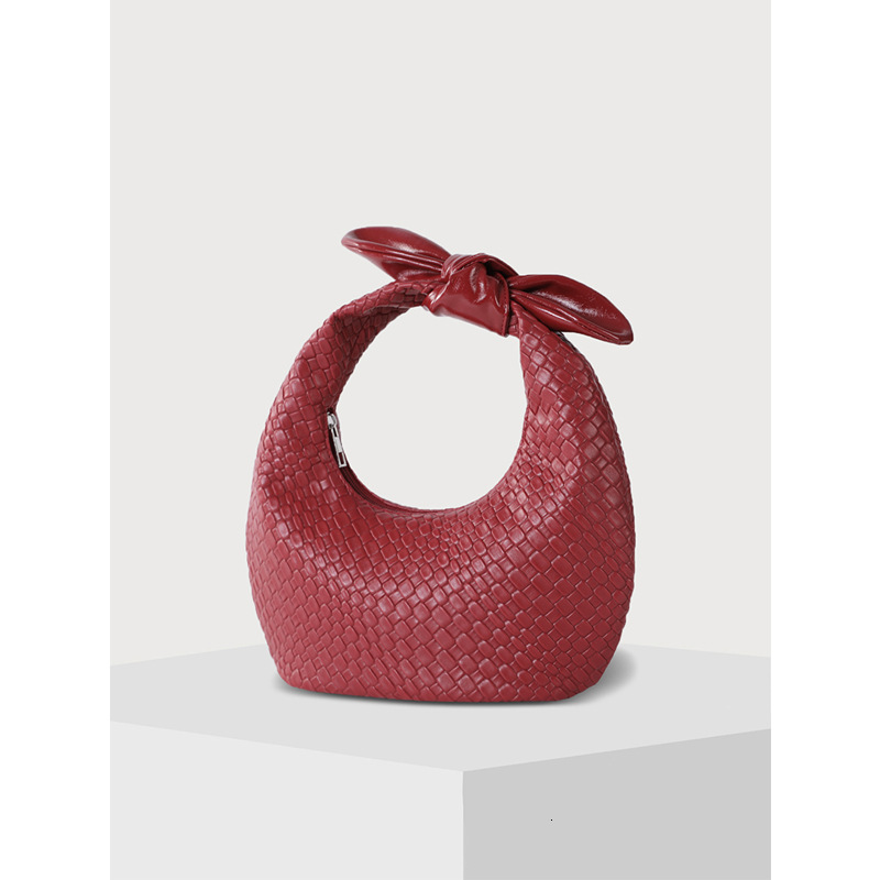 Luxury Brand Designer Bag 2024 Autumn Winter New Women's Bag Woven Pattern PU Handbag Half-Moon Shape Women's Bag