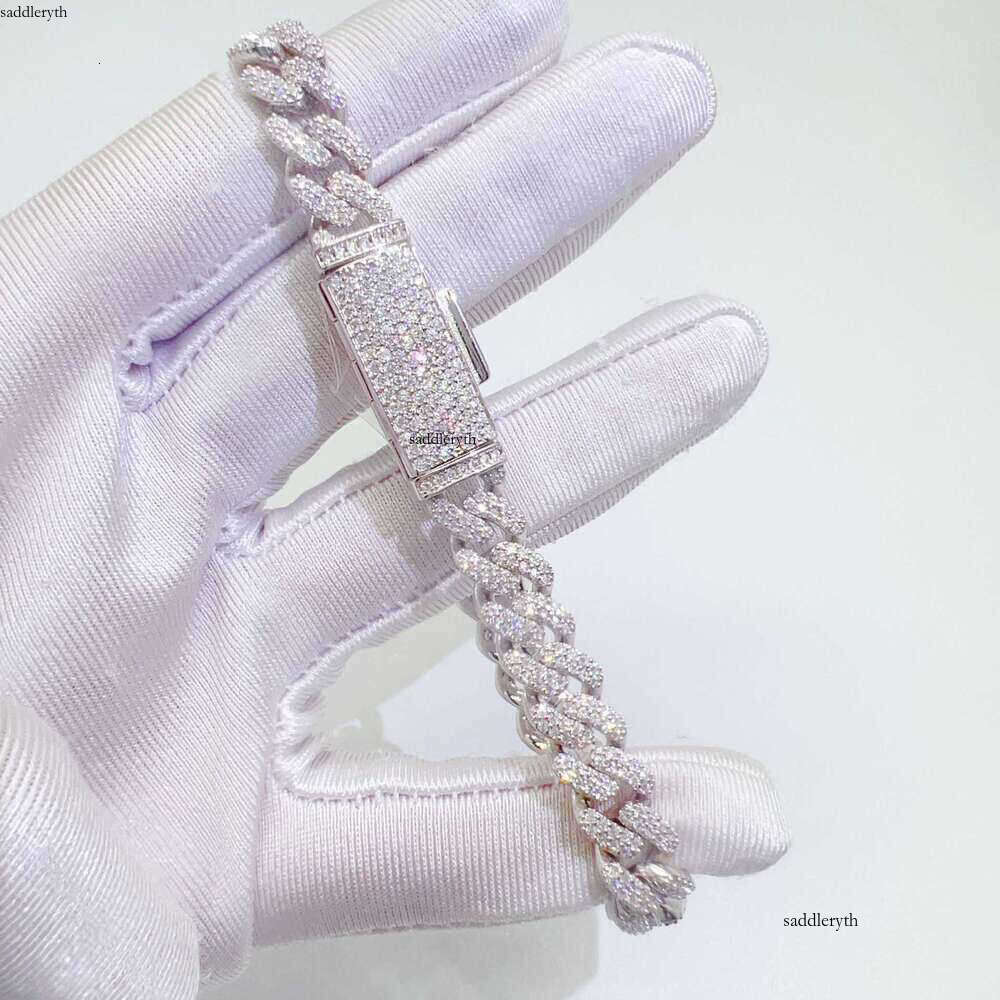 Chains 8mm 18-24inch Sterling Sier VVS Moissanite Cuban Chain Necklace 7/8/9inch Bracelet For Women/Men Nice Gift