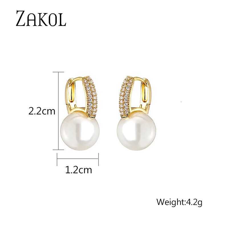 3000 Fashion Big Imitation Pearls Ball Shape Stud Earrings for Women Cute Micro-inlaid Zircon Gold Color Wedding Party Jewelry Y250804