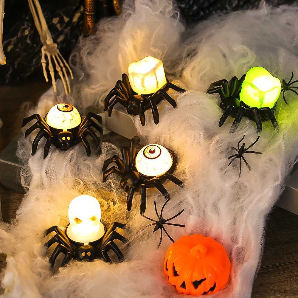 Halloween LED Spider Lighting Ornament Horror Eyeball Skull Lamp Atmosphere Prop Halloween Party Decorations 2024 Home Decor XJ250804