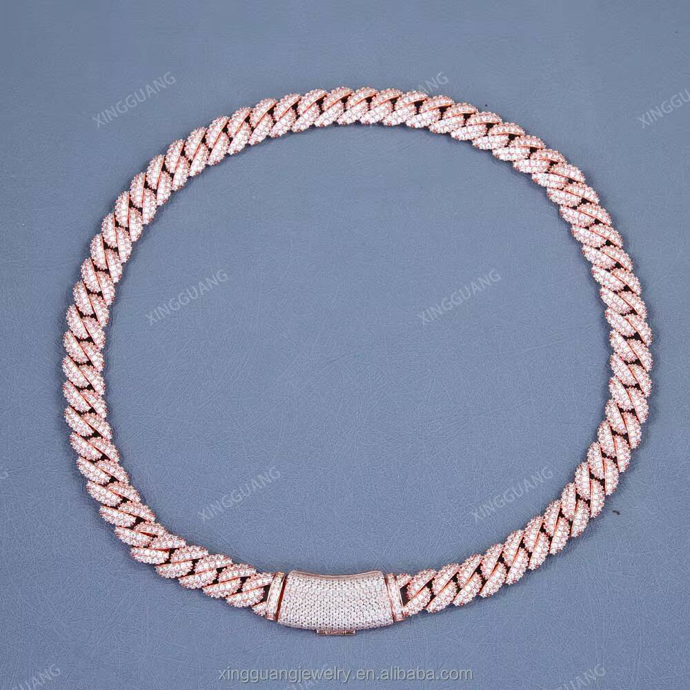 Hot-sale 13mm S925 Silver VVS Moissanite Cuban Link Iced Out Diamond Chain Fine Jewelry Necklaces Bracelet for Hip Hop Men Women