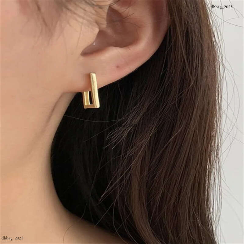 Geometric Charm gold Earrings Rectangular Womens metal titanium steel New trendy jewelry