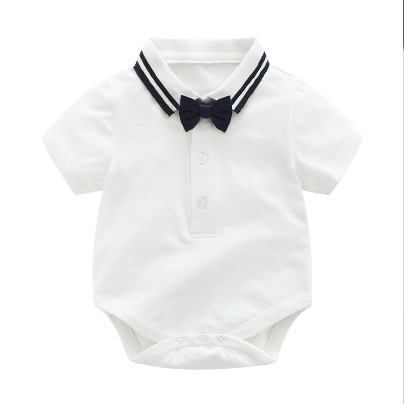Baby Boys Summer Rompers with Gentleman's Bow Tie - Breathable Cotton Overall Set for Kids