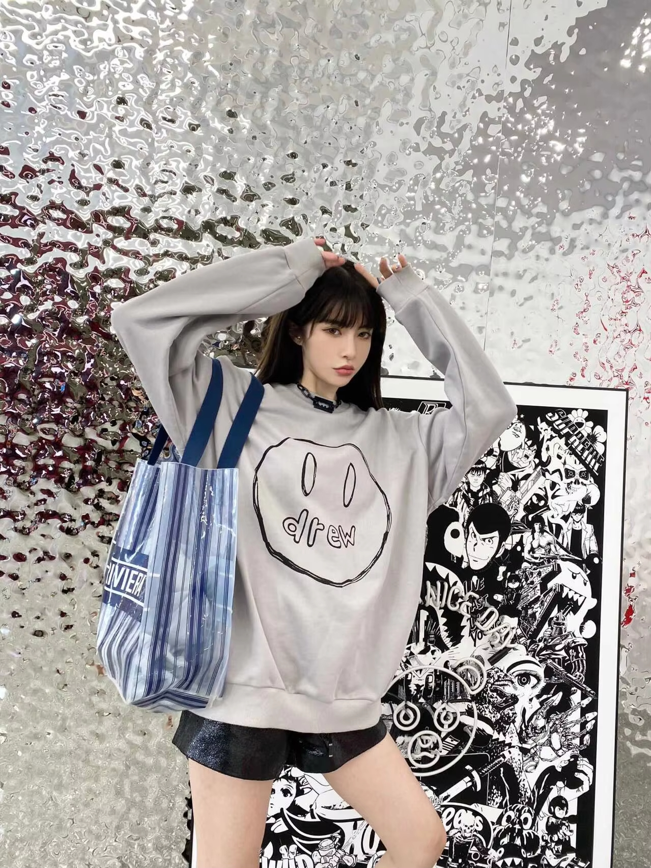 Drew House Long-sleeved sweatshirt with embroidered logo Men Hip Hop Pullover Sweatshirt Unisex Couple Casual Hoodie Sweatshir