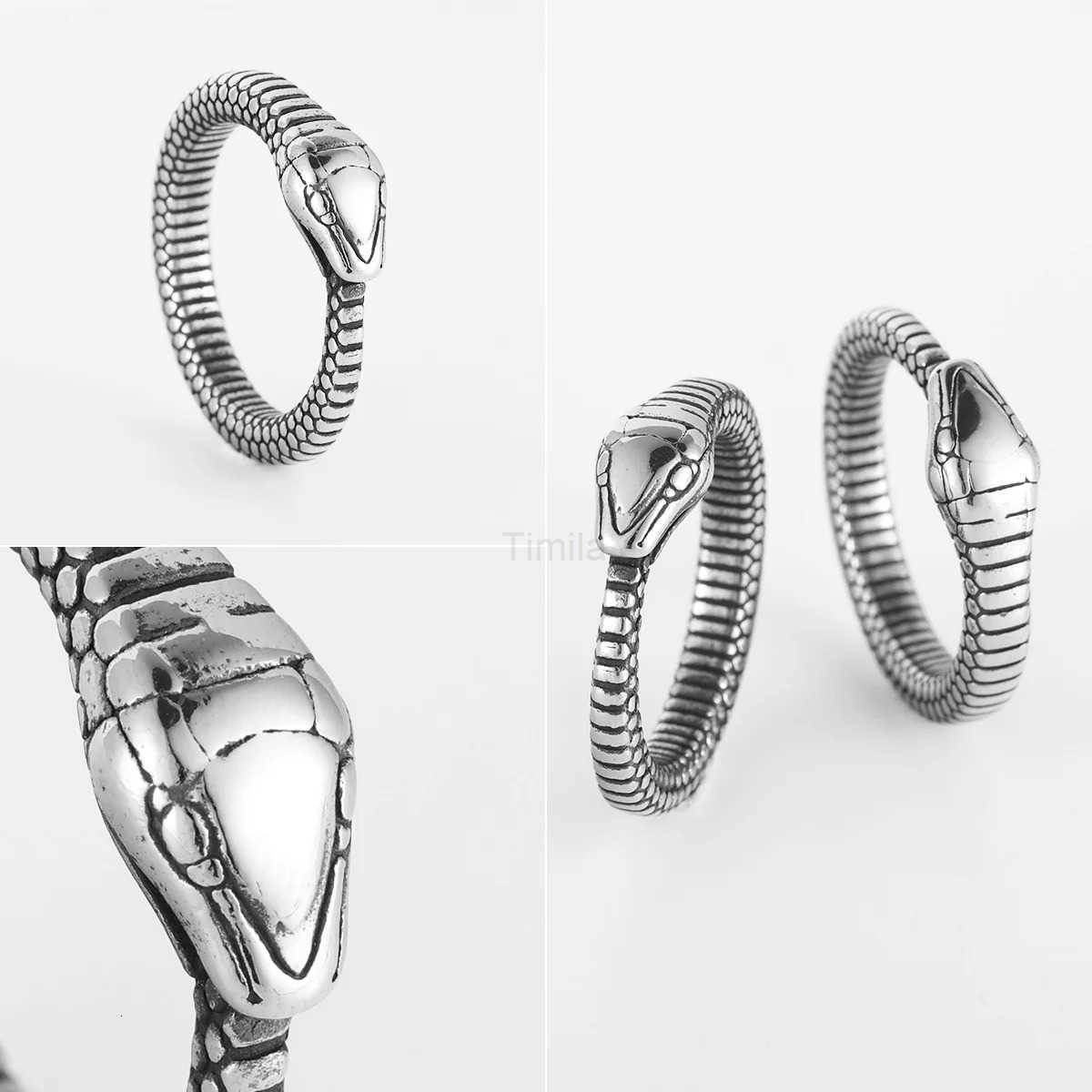 Stainless Steel Men Rings Snake Animal Ouroboros Punk Trendy for Women Biker Fashion Jewelry Halloween Creativity Gift U250805
