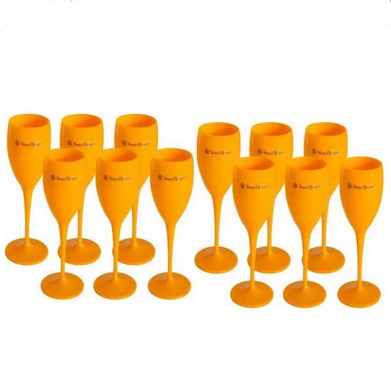 NEW Acrylic Veuve Pink Orange Champagne Flutes Wholesale Party Wine Glasses Cups